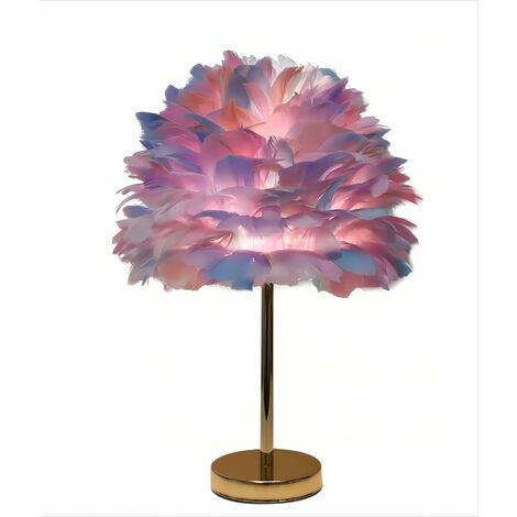 LYCXAMES -- Lampe de table en plumes colorées mignonnes lampes de chambre à coucher lampe de bureau en plumes pour lampe de chevet de dortoir (multicolore)