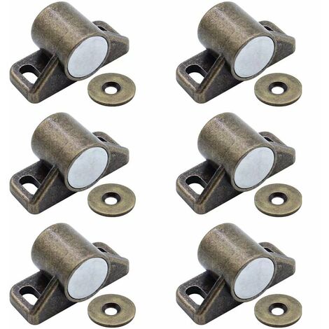 LYCXAMES -- Lot de 6 loqueteaux de porte aimantés , fermeture magnétique (rond, bronze)