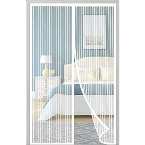 LYCXAMES Moustiquaire Porte Magnétique Maille Très Dense Moustiquaire Porte Aimantée Rideau Anti Mouches Anti Insectes Avec Ruban Adhésif, Bâtons Magnétiques, Fermeture Automatique, Blanc,120x210cm