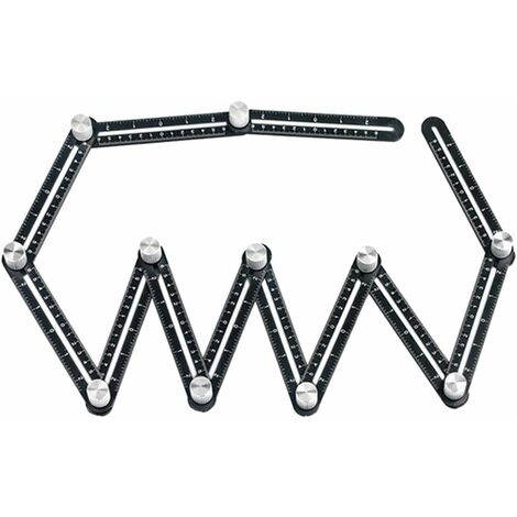 LYCXAMES -- Outil de gabarit d'angle 12 côtés en alliage d'aluminium - Règle de mesure multi-angles - Règle pliante - Outil de positionnement d'angle pour brique, carrelage, bois