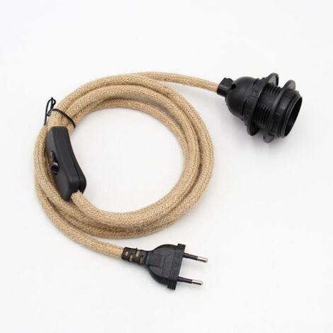 LYERCW - Cordon électrique gainé de tissu de 1,8 mètre - Douille E27 avec interrupteur - Pour S