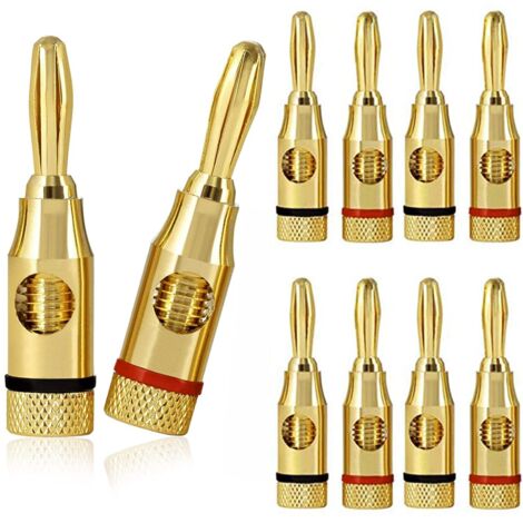 LYERCW - Lot de 10 fiches bananes pour haut-parleurs, connecteurs de 4 mm pour câbles d'enceintes, home cinéma, plaques murales