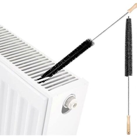 LYERCW - Lot de 2 brosses de nettoyage pour radiateur, essuie-poussière flexibles avec manche en bois (73 cm)