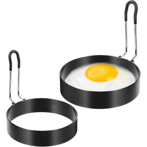 LYERCW - Lot de 2 cercles à œufs Dimeho antiadhésifs en acier inoxydable pour faire frire les œufs, compatibles avec les poêles à griller et les crêpières.