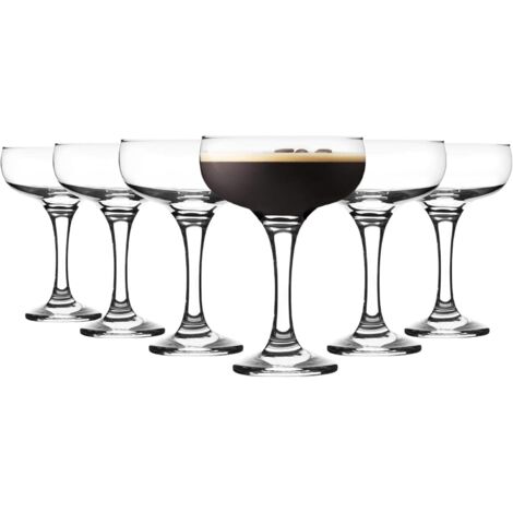 LYERCW - Lot de 6 verres à martini expresso de 220 ml - Style vintage classique années 20, Gatsby, Art déco, coupes et verres à champagne