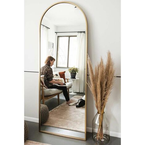 Lyn Home Ovaler Standspiegel aus Metall, 60x180 cm, Gold - Gold