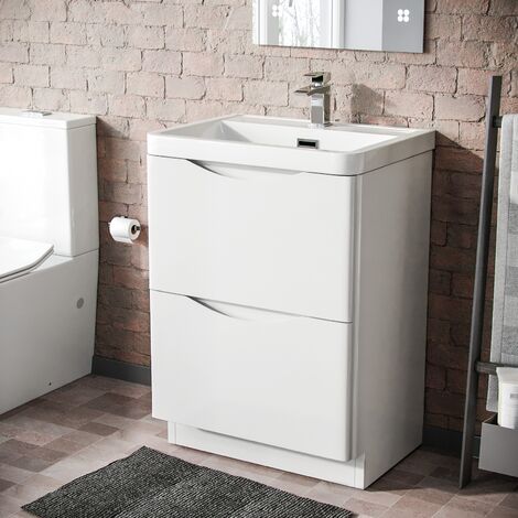 main image of "Lyndon 600mm Freestanding Bathroom Vanity Basin Unit White"