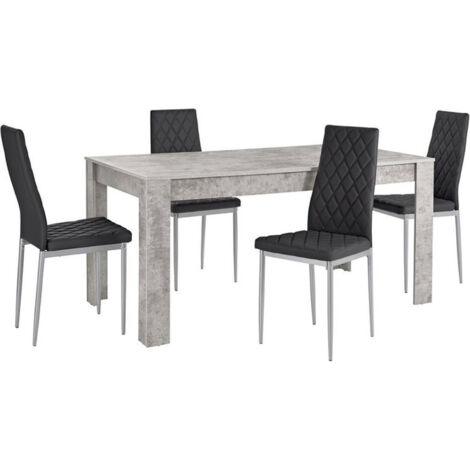 Lynn & Brooke-Ensemble de table à manger 160x90cm avec 4 chaises en noir