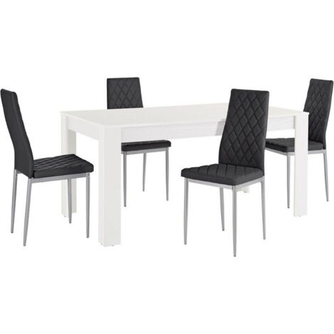Lynn & Brooke-Ensemble de Table à Manger 160x90cm avec 4 Chaises Noir