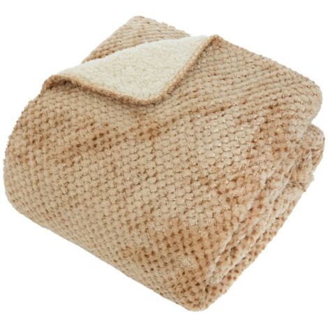 Lyno franela beige lino efecto sherpa 170x130cm - Atmosphera créateur d'intérieur