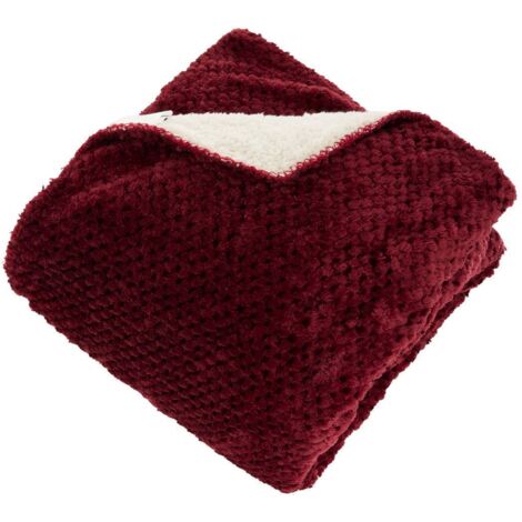 Lyno franela efecto sherpa rojo granate 170x130cm - Atmosphera créateur d'intérieur