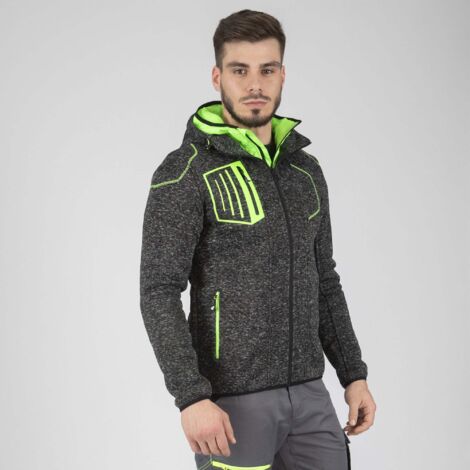 LYNX GILET DE TRAVAIL 1398 Noir chiné , Vert fluo XXL