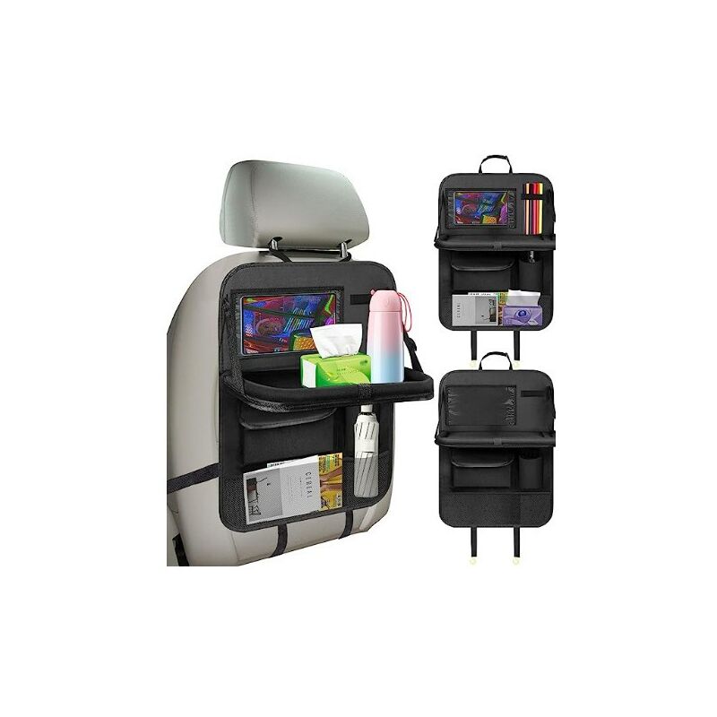 Image of Lyshtar Organizer per auto, organizer per auto per bambini con vaso e portaoggetti per telefono/tablet, organizer impermeabile per sedile posteriore