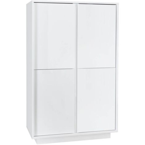 LYSIANE - Argentier 4 Portes Finition Blanc Laqué Brillant Weiss