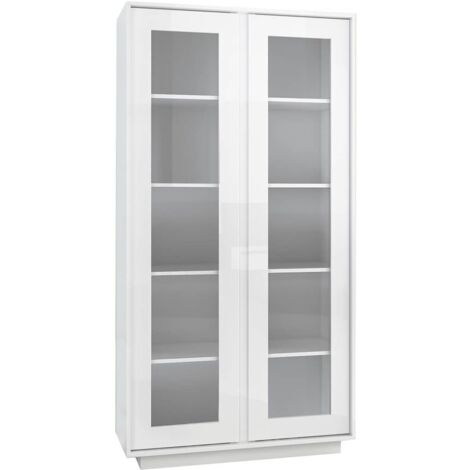 LYSIANE - Vitrine 2 Portes Finition Blanc Laqué Brillant Weiss