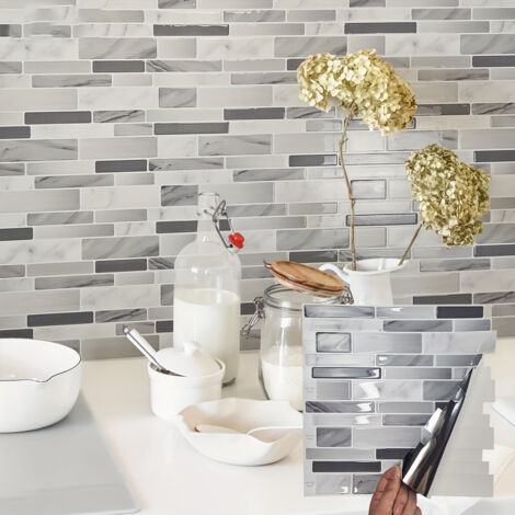 LZBARGON 10 Adhesivos de Pared con Efecto Cristal – Papel Tapiz 3D Impermeable y Autoadhesivo para Cocina, Baño y Balcón