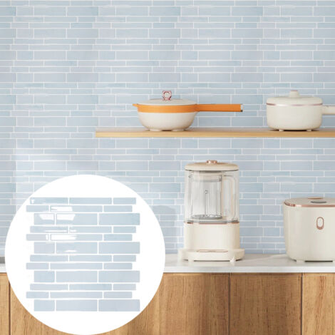 LZBARGON 10 Adhesivos de Pared DIY con Efecto Azulejo – Papel Tapiz Recortable a Medida para Cocina, Baño y Lavadero