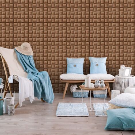 LZBARGON 10 Bögen nicht-klebender 3D-Wandaufkleber mit Ziegelmuster – Perfekt für Wohnzimmer, Schlafzimmer und Küche