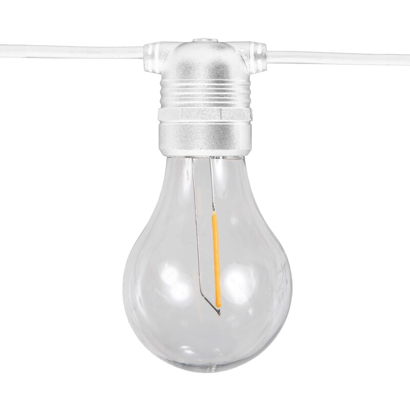 Allegra Guirlande lumineuse d'intérieur et d'extérieur. 10 ampoules led à lumière chaude avec charge solaire et batterie rechargeable. Fabriqué en