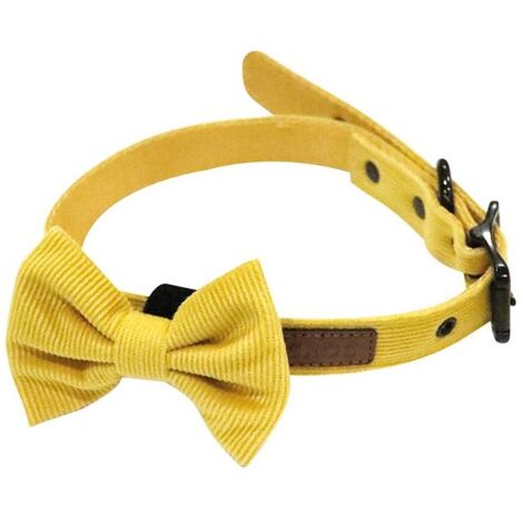 M 2 x 32-50 cm: Collare giallo con papillon rimovibile modello Silky per cani