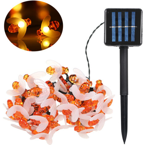 m (22,97 Fuß) lange Solar-Gartenlichterkette mit 50 Perlen, Bienenmuster, wasserbeständig (IP65), ideal für Partys, Wohnzimmer, Garten oder Terrasse.