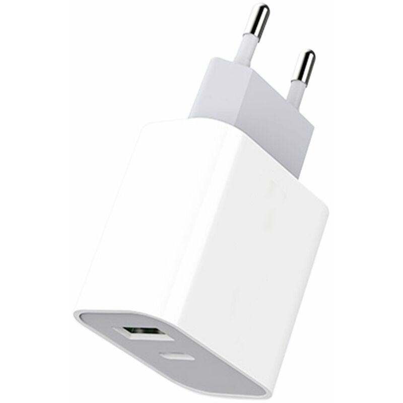 

M-3 20W Adaptador de corriente de carga rapida de salida dual Mini cargador de pared portatil con puerto USB-C + USB-A para telefono / computadora