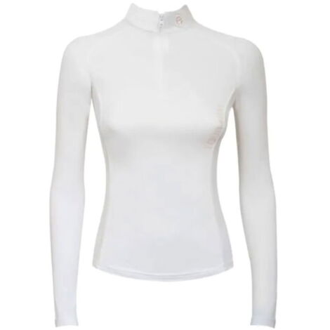 M, Blu: Maglia da concorso donna modello Bonnie a manica lunga con zip frontale e collo alla coreana