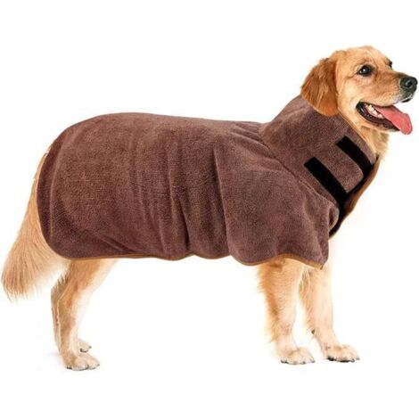 (M, Coffee Color) Dog Bathrobe, Microfiber Pet Bathrobe, Super Moisture Absorbent Quick-Drying Cooling Coat for Large and Medium Dogs
