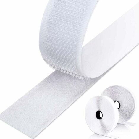 m doppelseitiges, selbstklebendes Klettband, selbstklebender Klettstreifen für Wandbehänge und Teppiche, 20 mm (Weiß)