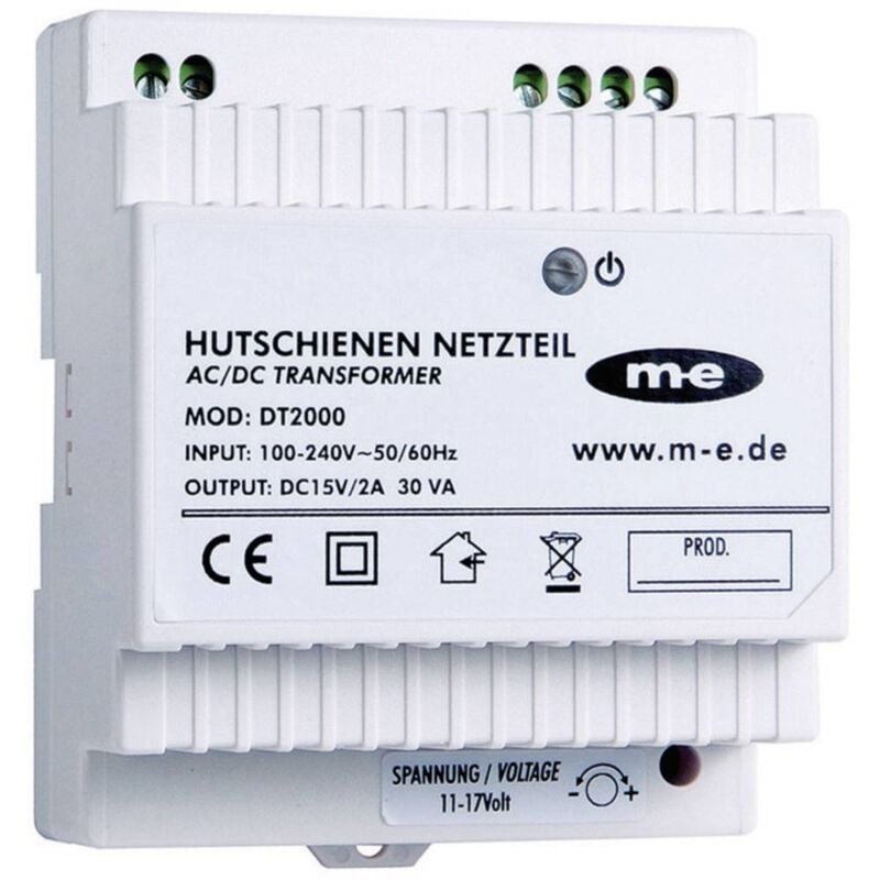 M-e Modern-electronics - dt 2000 Interphone Alimentation pour rail din blanc