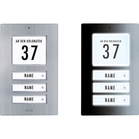 m-e modern-electronics 41067 Klingelplatte mit Adressfeld, mit Namensschild 3 Familienhaus Edelstahl