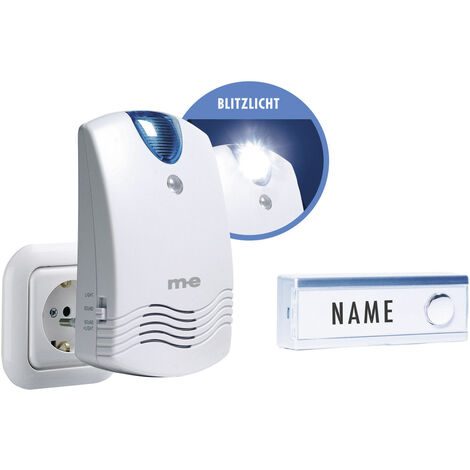 m-e modern-electronics FG1.2 Funkklingel Komplett-Set mit Namensschild, mit Blitzlicht