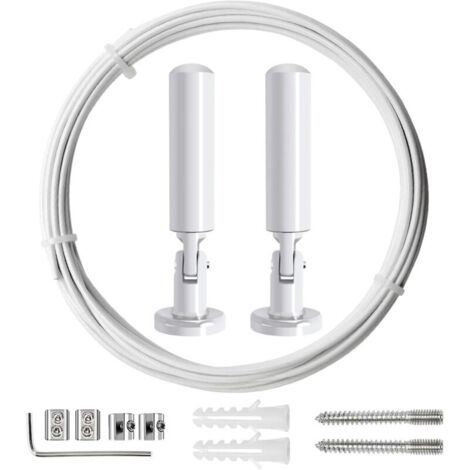 m Gardinenstangen-Set, Stahlseil für Gardinen, für Gardinen, Balkonwäscheleine, Weiß