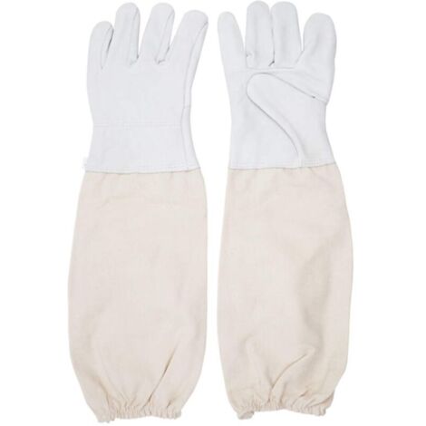 (M) Guanti protettivi per apicoltori in pelle di pecora, guanti universali per apicoltura in pelle con guaina ventilata, guanti anti-puntura, strumenti per apicoltura