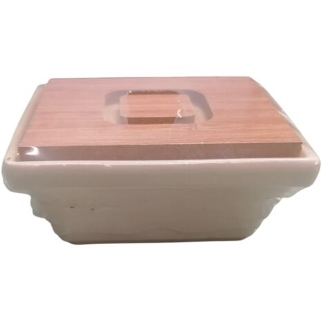 M HOME - PIROFILA RETTANGOLARE 10X7,5 CMIN CERAMICA CON COPERCHIO IN LEGNO