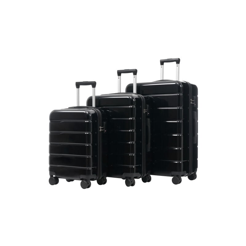 M-L-XL Valise en 3 pièces (20, 24 et 28 pouces), en matériau ABS + PC, avec double rouleau rotatif à 360 °, serrure TSA, compartiments intérieurs