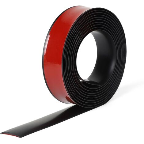 m lange, selbstklebende Türschwellenleiste, 4 cm breite Schwellenleiste, 3,5 mm hohe PVC-Bodenübergangsleiste für Böden, Türen und Fenster (Schwarz)