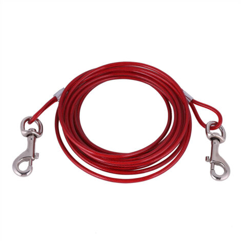 m lange Stahl-Hundeleine, sicheres und robustes Kabel für Camping und Wandern, 5 mm rot