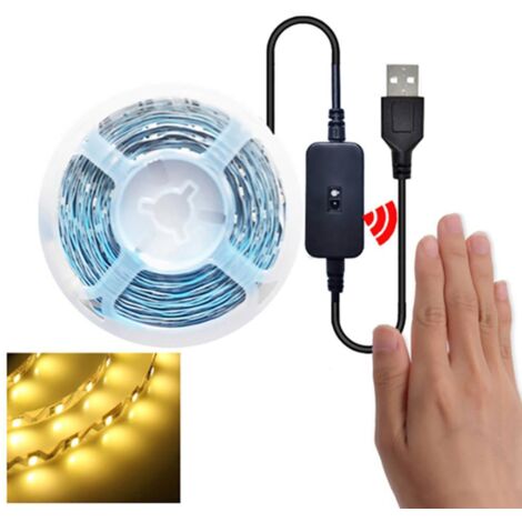 m langer, warmweißer LED-Streifen mit Bewegungsmelder, flexible Stimmungsbeleuchtung für Schränke, Treppen oder Küchen, 5-V-USB-Netzteil