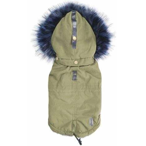 Manteau anorak avec doublure en fausse fourrure et capuche amovible pour chiens Record