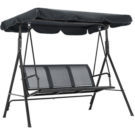 M MCombo 3-Sitzer Hollywoodschaukel Gartenschaukel Gartenliege Schaukelbank 8007 Grau