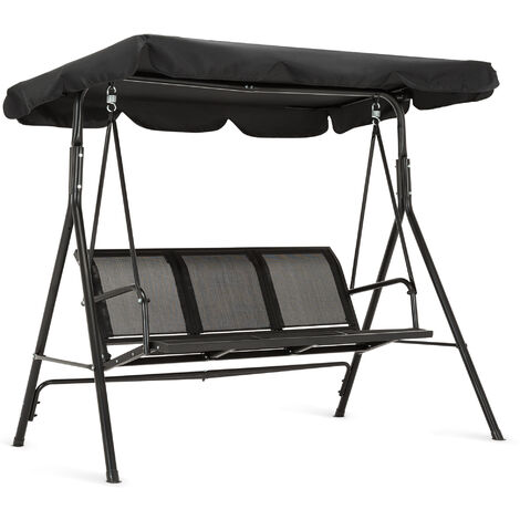 M MCombo 3-Sitzer Hollywoodschaukel Gartenschaukel Gartenliege Schaukelbank 8007 Schwarz