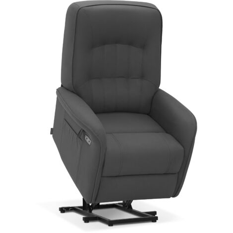 M MCombo Fernsehsessel mit Aufstehhilfe Elektrisch 2 Motoren, mit Massage & Heizung, Relaxsessel mit Liegefunktion bis 160°Vollschaum-Sitzkissen 7584 (Mikrofaser, Grau)