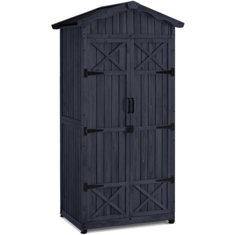 M MCombo Gartenschrank Gartenhaus Holz Wetterfest, Outdoor Wasserdicht Schrank mit Boden, für Außenbereich Balkon Terrasse, 1165 (Anthrazitgrau)