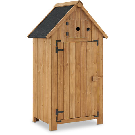 M MCombo Gartenschrank Holz Klein, Outdoor Gartenhaus Gerätehaus Wetterfest, für Balkon & Terrasse, 0733