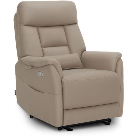 M MCombo Relaxsessel Elektrisch Verstellbar, Fernsehsessel 3 cm Wandnah, Relaxsessel Massagesessel mit Liegefunktion, TV Sessel für Enge Räume, 7063(Beigebraun)
