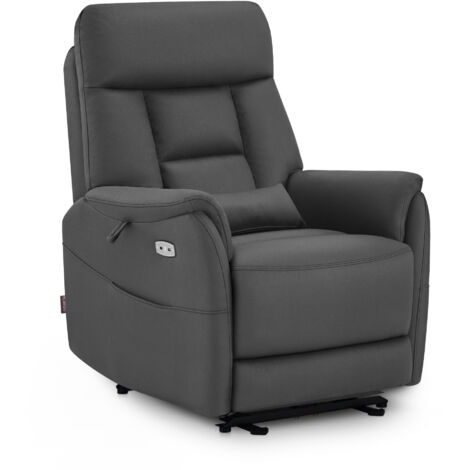 M MCombo Relaxsessel Elektrisch Verstellbar, Fernsehsessel 3 cm Wandnah, Relaxsessel Massagesessel mit Liegefunktion, TV Sessel für Enge Räume, 7063(Dunkelgrau)
