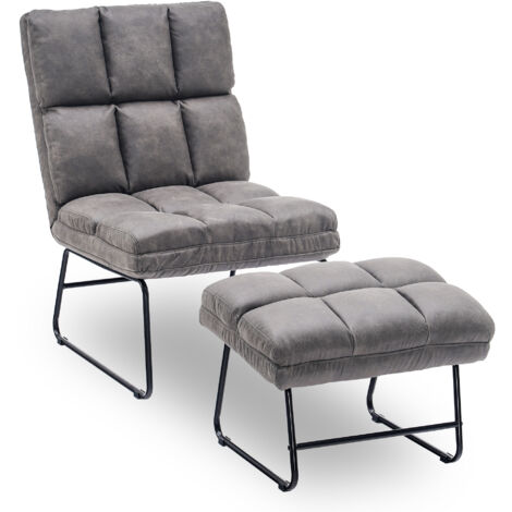 M MCombo Relaxsessel Fernsehsessel Loungesessel Sessel Hocker Set Stoffbezug Dunkelgrau 0016DE