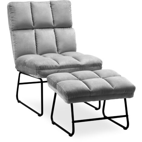 M MCombo Relaxsessel Fernsehsessel Loungesessel Sessel Hocker Set Stoffbezug Grau 0014EY