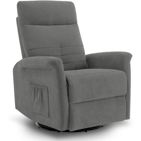 M MCombo Relaxsessel Fernsehsessel mit Liegefunktion Manuell, TV Sessel mit Wippfunktion & Drehfunktion, 360° Drehbar, 7011 (Dunkelgrau）